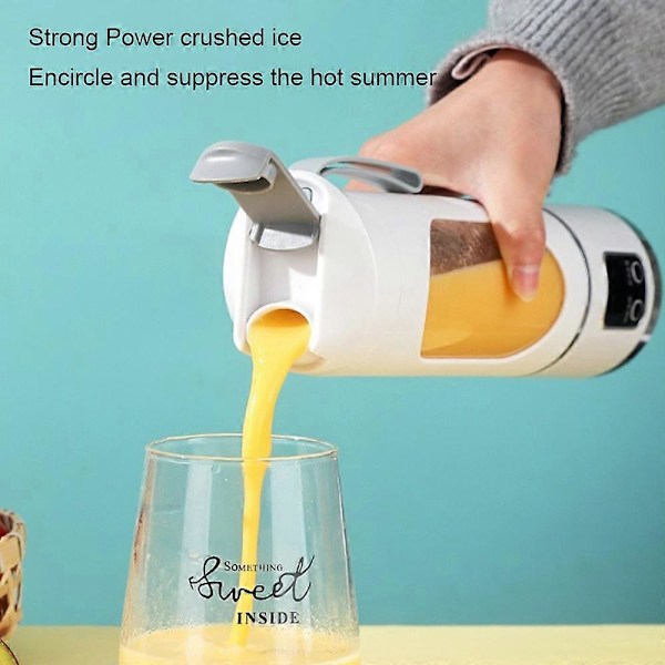 Bärbar Blender / Mixer / Smoothie Maker, 450 ml Mugg, Läckagesäker Lock, Trådlös & Laddningsbar, Krossar Is & Frukt white voltage3.7