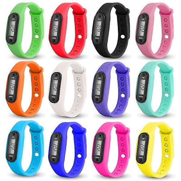 Stegräknare Aktivitetsarmband Fitness Sportklocka Handleds Stegräknare LCD Vuxen Barn black