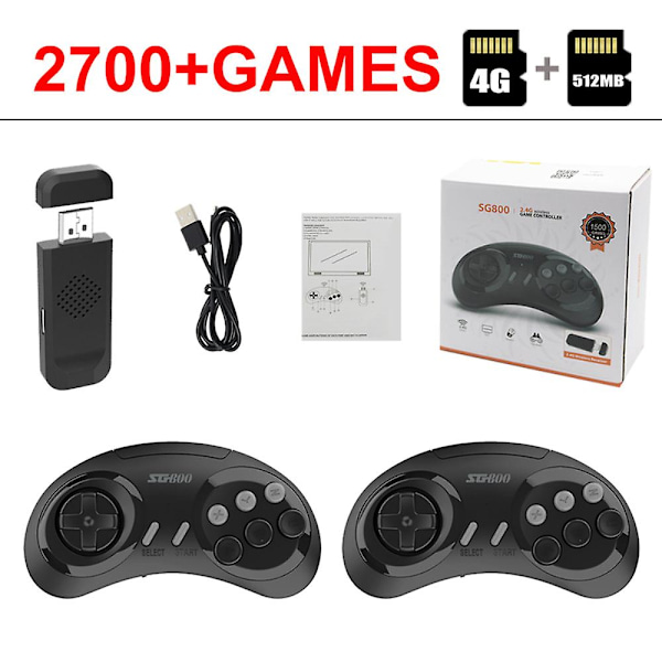 16 Bit Hdmi Wireless Tv Game Stick Console For Sega Genesis X2 Controllers Play~