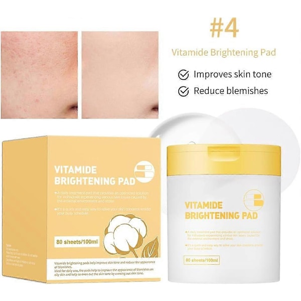 Collagen Toner Pads, Runde Bomulds Toner Pads til Ansigtet, Fugtgivende Opklarende Toner Pads, Hudstrammende & Gendan Elasticitet vitamide brightening pad