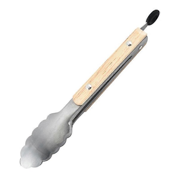 2 stk. Stærke køkkentænger, grilltænger, varmebestandige træhåndtag, rustfrit stål madtænger, 26 cm
