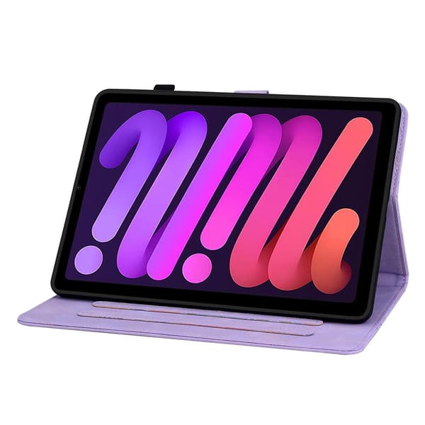 Embosset Lærveske For iPad mini 6 purple