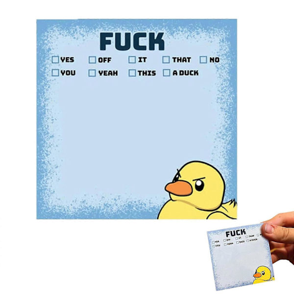 Roliga och fräcka ank-klisterlappar, 4 stycken roliga klisterlappar, Nyhetsanteckningsblock fuck duck