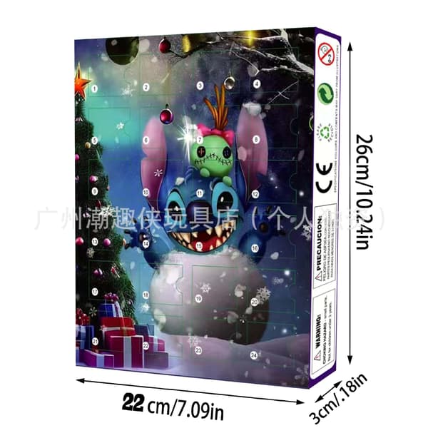 Julkalender med 24 Nedräkning Disney Söt Mickey Ornament Mickey Mouse Figur Blind Box Dock Ornament stitch regular version