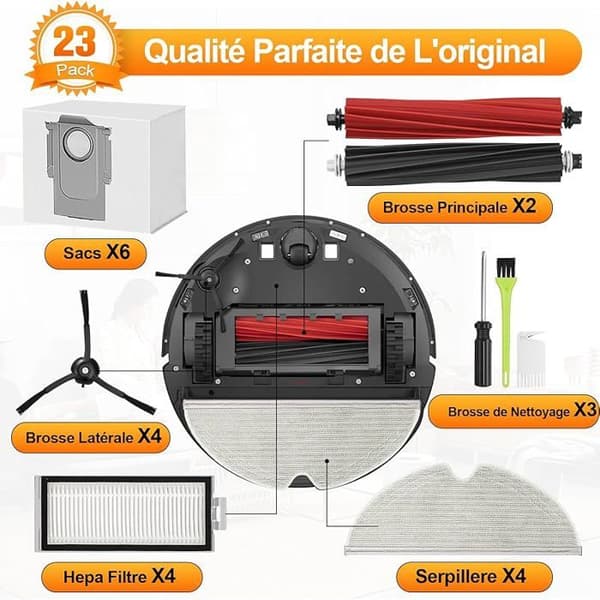 VUSZR Kit Lisävarusteet Roborock Q8 Max+/Q5 Pro+/ Q8 Max Plus /Q5 Pro Plus Varaosat HARJA JA IMURITARVIKKEET