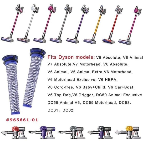 VUSZR Sæt af 2 erstatningsfiltre kompatible med Dyson DC58 DC59 DC61 DC62 V6 V7 V8 trådløs støvsuger og tilbehør