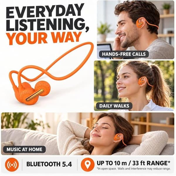 VUSZR benbågar, sporthörlurar Bluetooth 5.4 | Med mikrofon BLUETOOTH-ÖRONPROPPAR