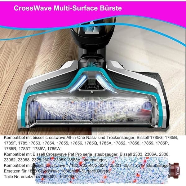 VUSZR Udskiftningsbørste 1868 CrossWave multi-overflade - Tilbehør til Bissell CrossWa STØVSUGERBØRSTE OG TILBEHØR