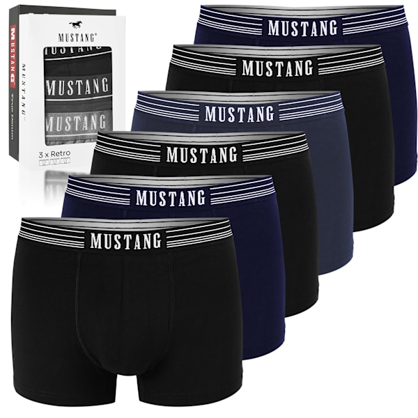 MUSTANG - Förstklassiga Mäns Underkläder - 6pak - Högkvalitativ Klassisk Bekväm Mjuk flerfärgad M