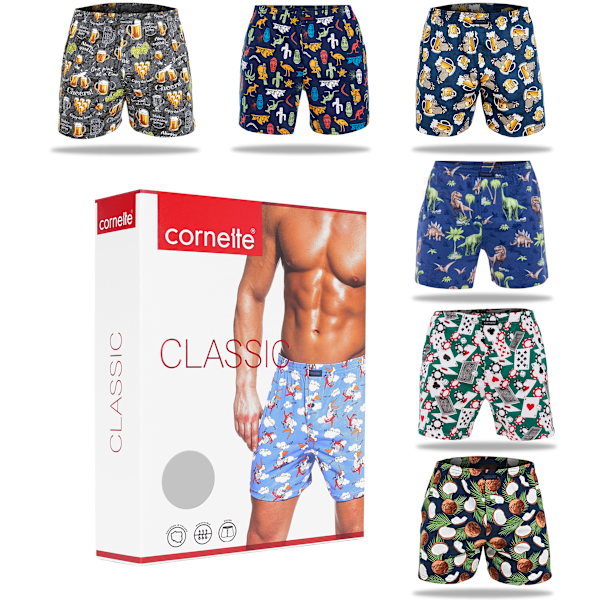 Cornette 100% Bomuld Boxershorts Til Mænd - 6pak - Luftig - Løs - Blød - Boxershorts Bomuldsundertøj Til Mænd L