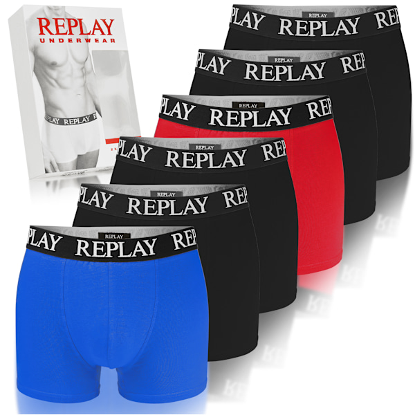 Replay 6-Pack Boxers För Män - Set Av Bomullsunderkläder För Män L