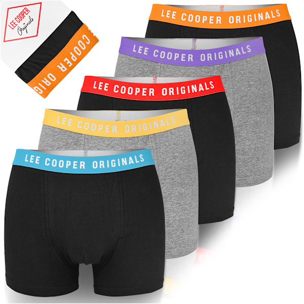 LEE COOPER - Førsteklasses Mænds Undertøj  - 5-pak - Højkvalitets Klassisk Komfortabel Blød Let - Premium Boxershorts Herreboxershorts Bomuld L