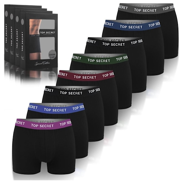 TOP SECRET - Førsteklasses Mænds Undertøj  - 8-pak - Højkvalitets Klassisk Komfortabel Blød Let - Premium Boxershorts Herreboxershorts Bomuld svart XXL