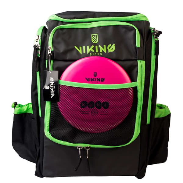 Viking Discs Tour Bag disk golf rygsæk - Sort/Lime