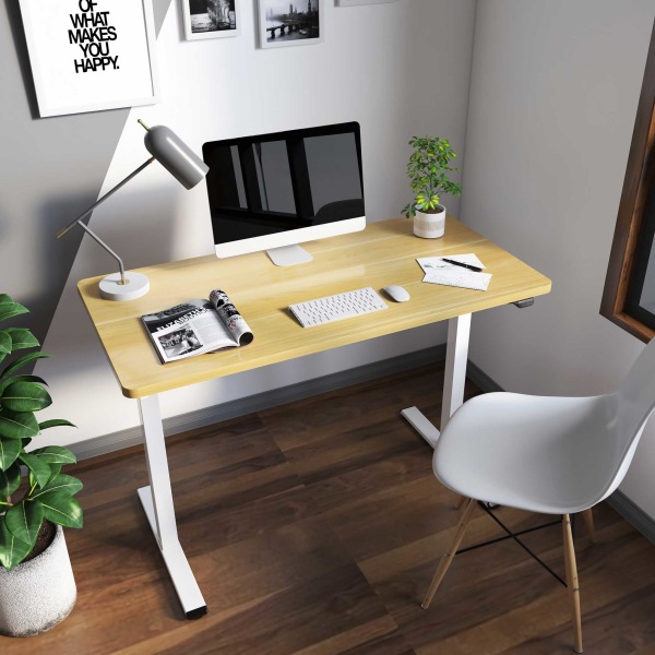 Lykke höj och sänkbart skrivbord M100, vit/ek, 120 x 60 cm vit 1.2 m