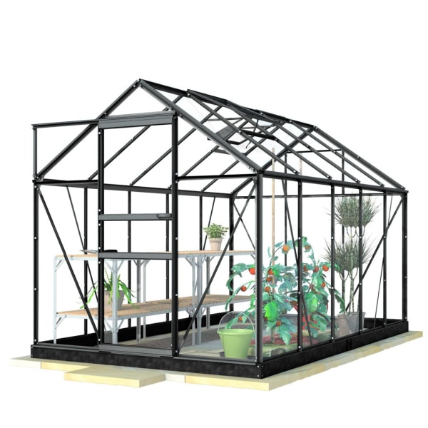 Lykke Växthus Glas 6,2m2, svart svart one size