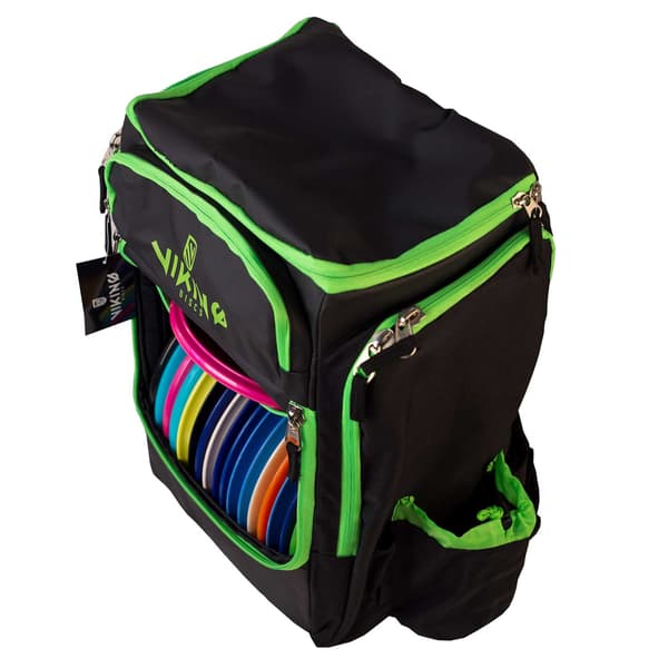 Viking Discs Tour Bag disk golf rygsæk - Sort/Lime