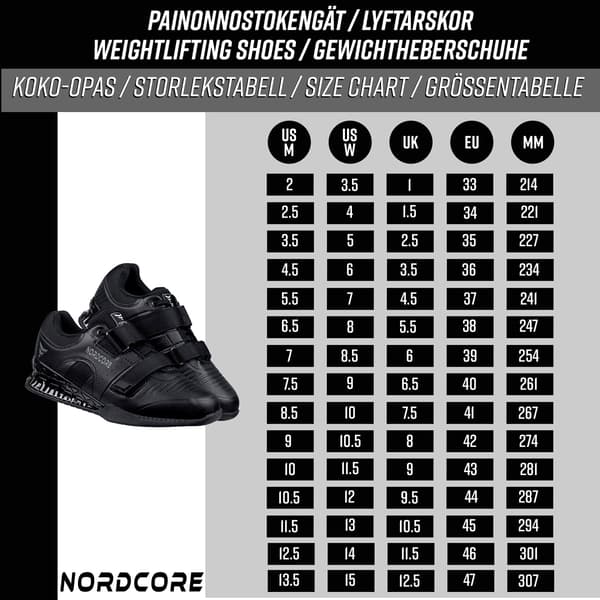Nordcore vægtløftningssko Core, Force Black - EU44.5