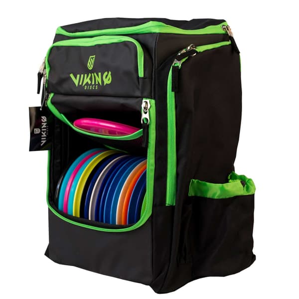 Viking Discs Tour Bag disk golf rygsæk - Sort/Lime