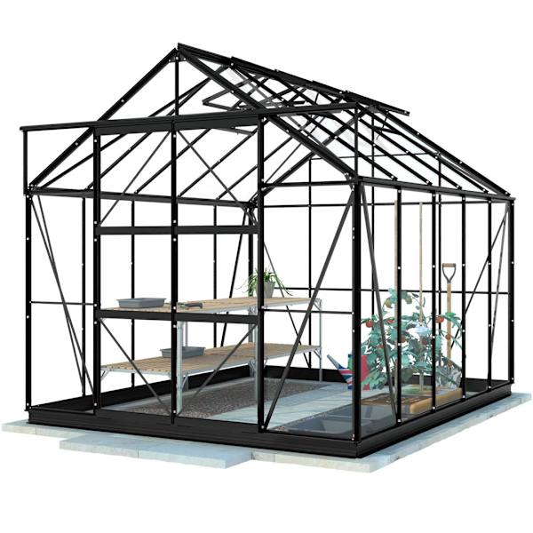 Lykke Drivhus Glas 8,2m2, sort