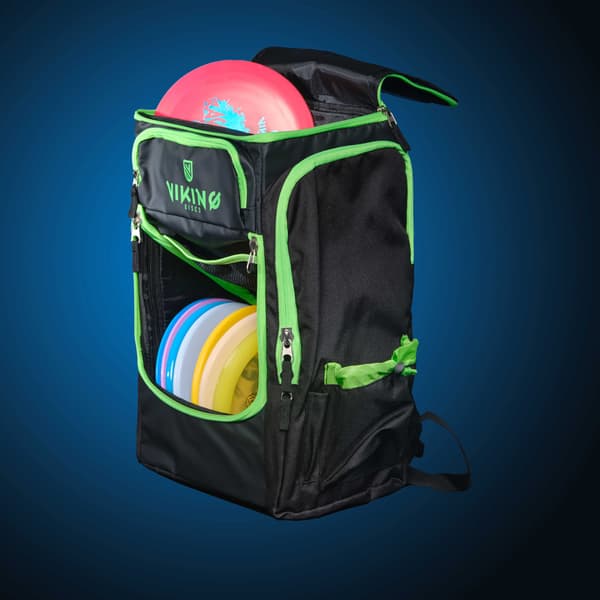 Viking Discs Tour Bag disk golf rygsæk - Sort/Lime