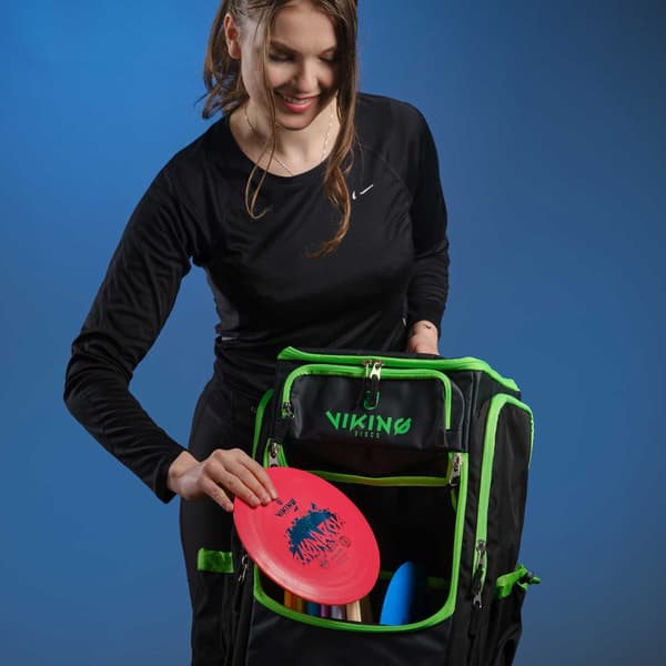 Viking Discs Tour Bag disk golf rygsæk - Sort/Lime