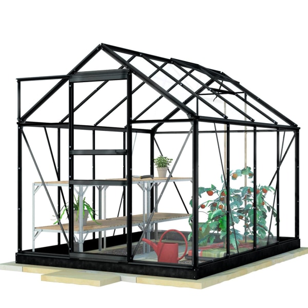 Lykke Växthus Glas 5m2, svart svart one size