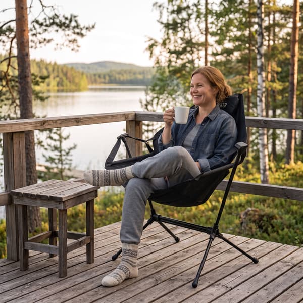 Trekker Campingstol Premium, svart - max 150 kg