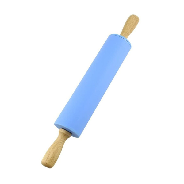 Silikone Rullepind Non-stick Overflade Træhåndtag 1.97X15.15 Blue