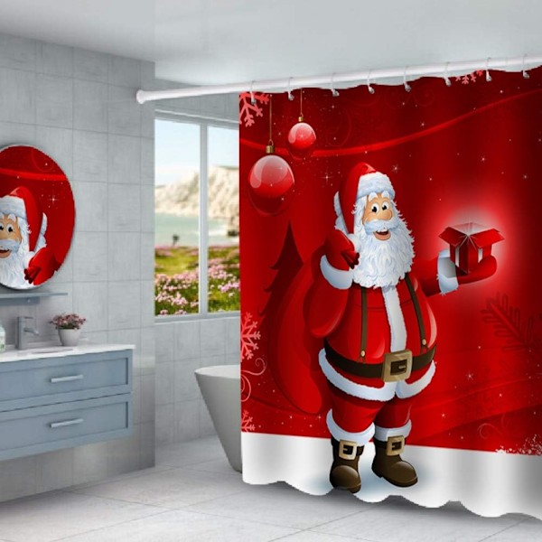 4 st juldekorationer för badrum, toalettlock, matta, duschdraperiuppsättningar, jultomte, älg, snögubbe, badrumsdekor A4