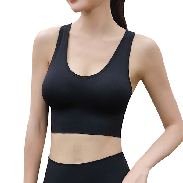 Sport-BH för kvinnor, stötsäker, vacker ryggknapp, ihålig racerback, vadderad yogabh, gymtränings-bh, crop top