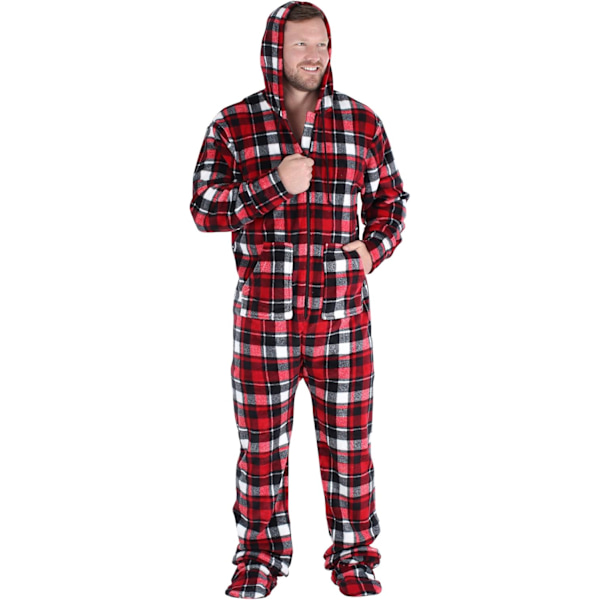 Fleece hætteklædte heldragt pyjamas til mænd