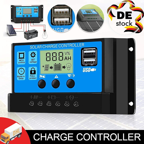 12V-24V MPPT Solar Oplader Controller Panel Regulator Daul USB Digital LCD