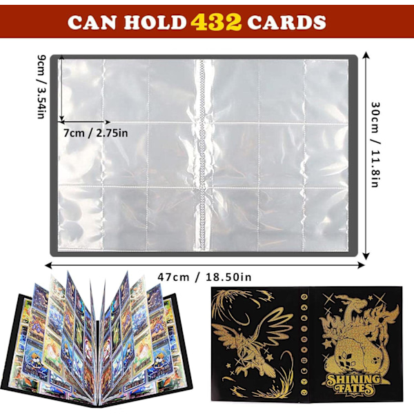Samlemappe til Samlekort - Kortalbum, Kan Indeholde 432 Kort, 24 Sider, 9 Lommer Pr. Side, Beskyttelse, Organisation - Frck-4