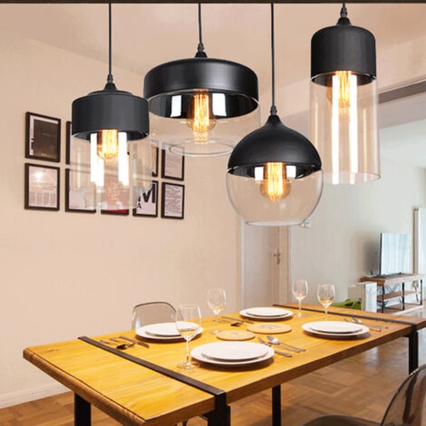 Hængelampe Design Retro Vintage Moderne Stil Transparent, Lysekrone Glasskærm Justerbar Reb Belysningsarmatur Spisestue Soveværelse