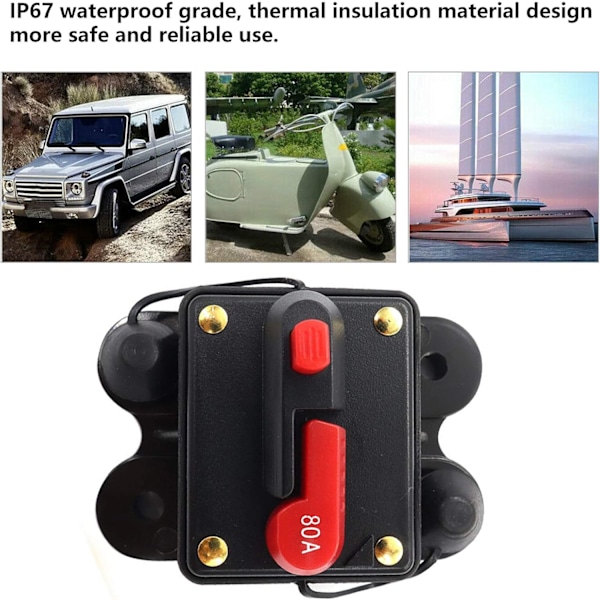 Afbryder med manuel nulstilling, 30Amp - 300Amp Vandtæt 12-24V Afbryder Nulstilling Båd Sikringsholder Audio Afbryder Inline Stereo