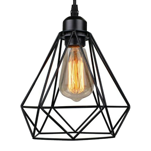LED Pendel Loftlampe Fe Lampe Soveværelse Lysekrone 3 E27 Lysarmatur med Barholder, Sort
