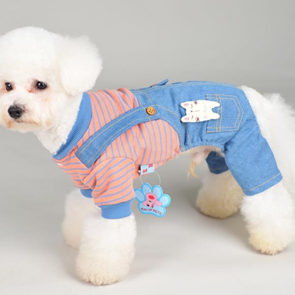 Hunde tøj efterår og vinter tøj Pet jeans seler Pet stribede seler Hundetøj