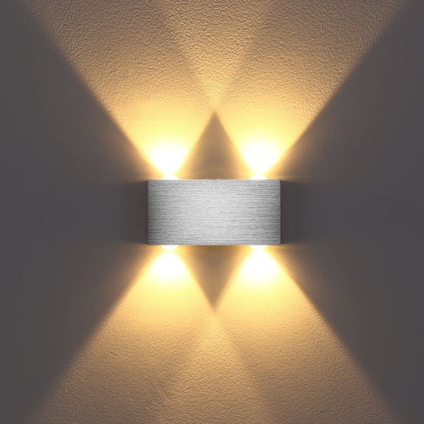 LED-vägglampa modern, vägglampa inomhus, väggbelysning upp och ner i aluminium för vardagsrum sovrum trapphus hall