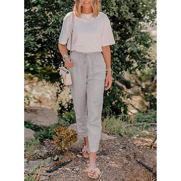 Joggebukser med elastisk midje Casyal Dame Sport Lange Sweatpants Ensfarget Baggy Bukser