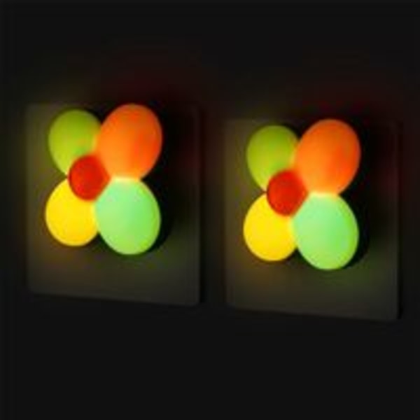 LED Elektrisk Stikkontakt Natlampe med Skumringssensor, Sæt med 2 Farverige Blomster Væglamper, LED Natlampe til Nyfødt Amning, Baby Stikkontakt