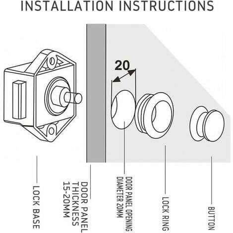 Pcs Keyless Push Button Lock Cabinet Door Lock Button Latch för RV Caravan Cupboard Tjocklek Möbler (Brun)