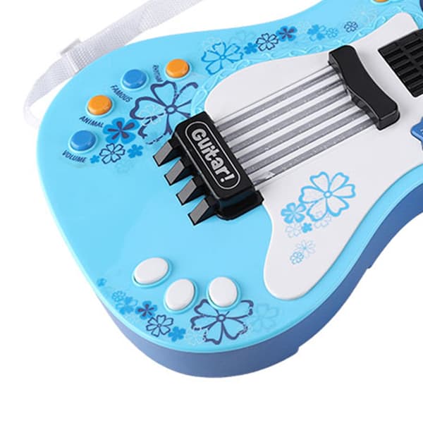 Multifunktionell barn basgitarr leksak barn ljus musikaliskt instrument leksak blå