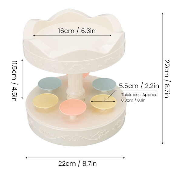 Roterande efterrättsmaskin Automatisk roterande dubbelskikts efterrättsdisplayställ Cupcake-displayplatta
