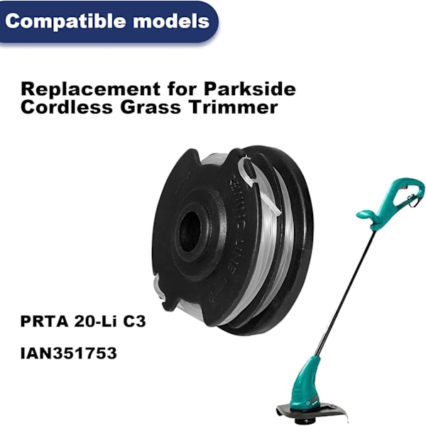 Sett med 4 erstatningsspoler for Parkside PRTA 20-Li C3 IAN351753 trådløs gresstrimmer