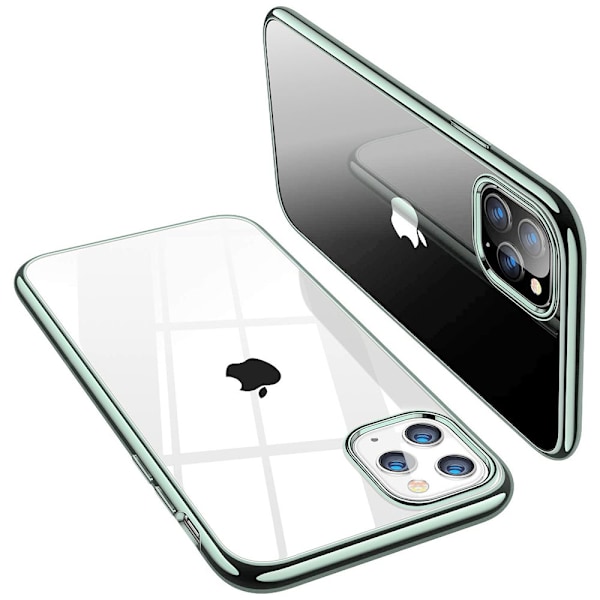 Essential iPhone 11 Pro -kotelo, ohut kirkas pehmeä TPU, joustava silikonikuori iPhone 11 Pro 5,8 tuumalle, tummanvihreä kehys