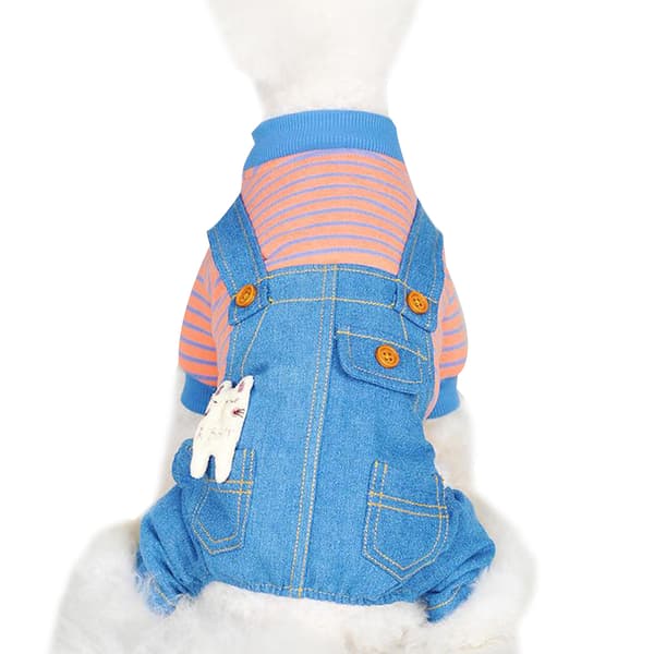Hunde- og katteklær for høst og vinter - Jeans-seler med striper