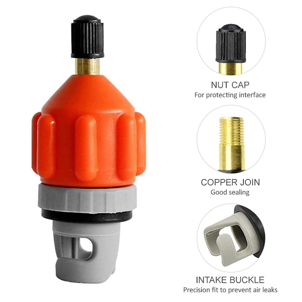 Luftventiladapter, oppblåsbar båt SUP pumpeadapter med dyse, multifunksjonell SUP pumpeadapter kompressor luftventilkonverter for Stand Up Paddle Board