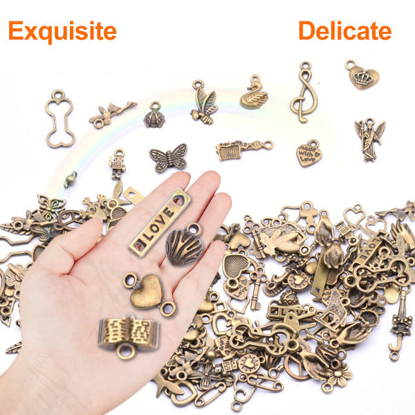 【100 Berlocktillbehör】Innehåller 150 berlockarmbandtillbehör, silver (100 st), guld (50 st). Tillräcklig kvantitet gör att du fritt kan skapa din egen uppsättning och enkelt anpassa den till dina kläder.