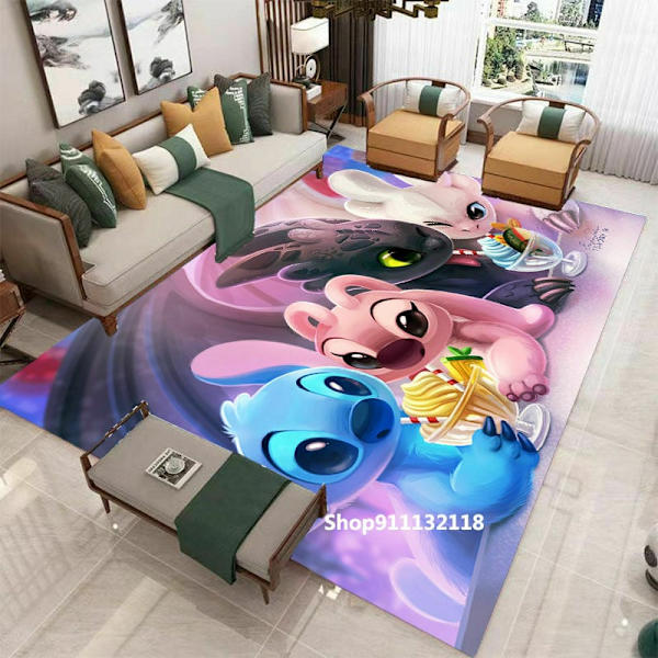 Sød Lilo og Stitch Baby Lege Måtte Skridsikker Baby Kravlemåtte Børn Drenge Piger Voksne Soveværelse Mickey Måtte, 50x80cm, Praktisk HVID